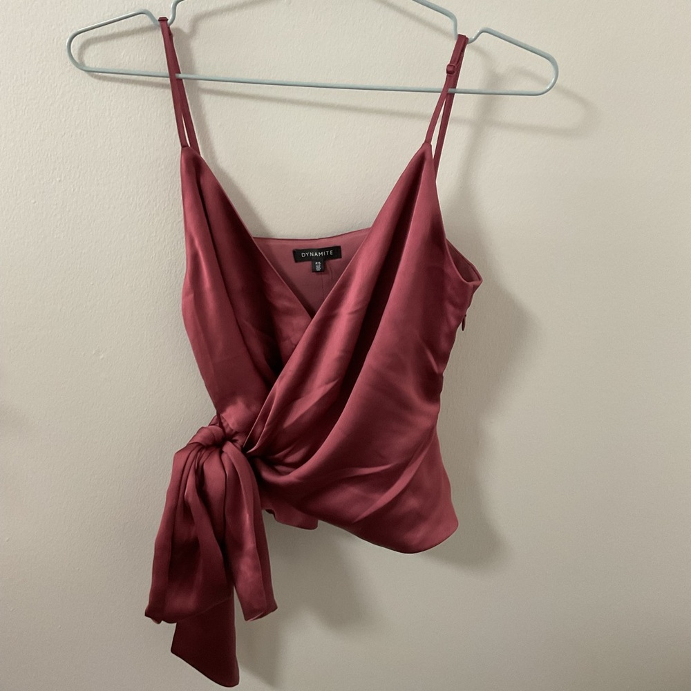 Dynamite Pink Sleeveless Wrap Camisole